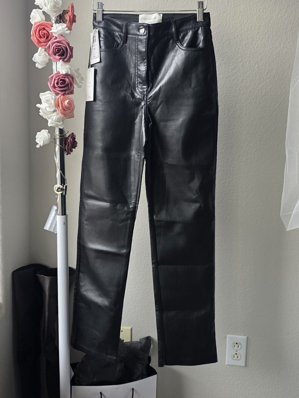 Wiflred The Melina Black Faux Leather Straight Leg Pants